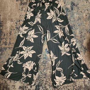 Angie Botanical Green and Cream Wide-Leg Pants